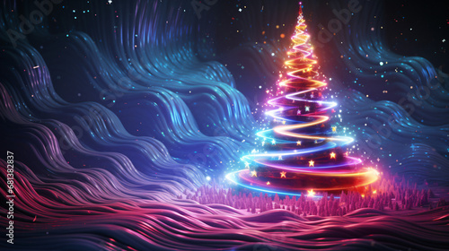 Abstract fantasy festive christmas tree