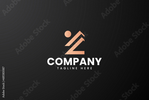 Z letter with home and sun shape logo design for mortgage property and construction company