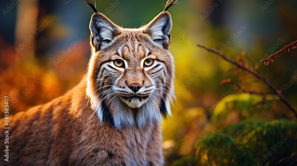 Wild Big Cat with Majestic Whiskers in Natural Habitat generated by AI tool Wild Big Cat with Majestic Whiskers in Natural Habitat generated by AI tool