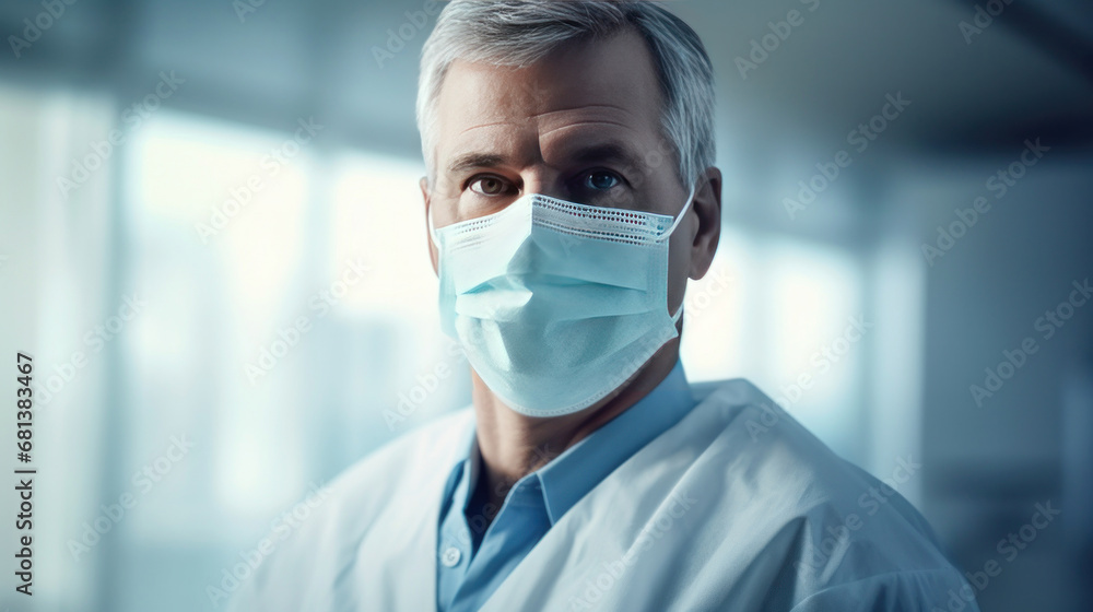 A doctor wearing protection face mask against coronavirus. A doctor wearing protection face mask against coronavirus.