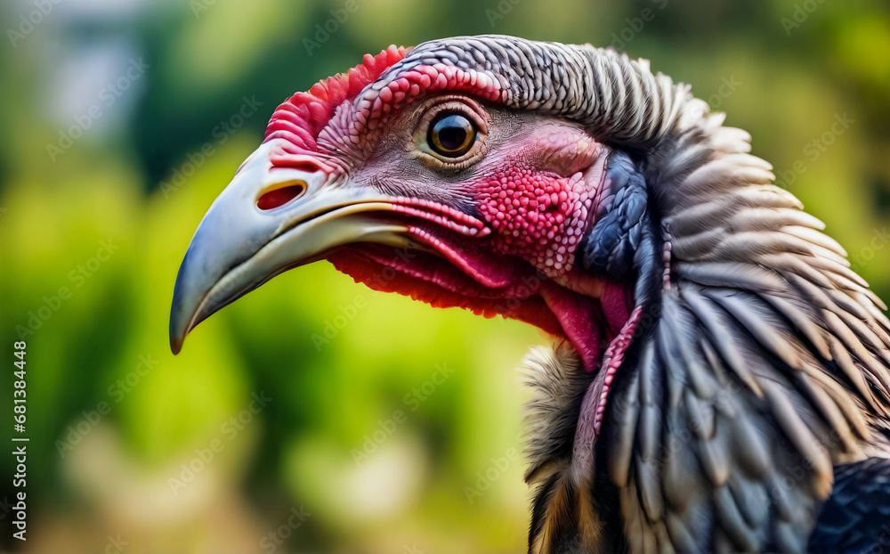 Turkey hen close-up portrait.