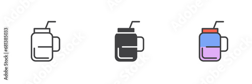 Smoothie jar different style icon set