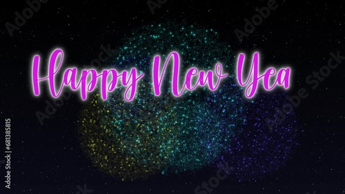 happy new year 2024 animated footage suitable for year-end holidays, new year content	 photo