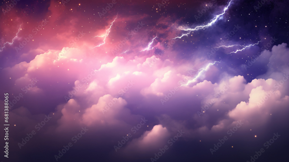 Abstract starlight and pink and purple clouds