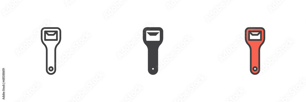 Bottle opener different style icon set Bottle opener different style icon set
