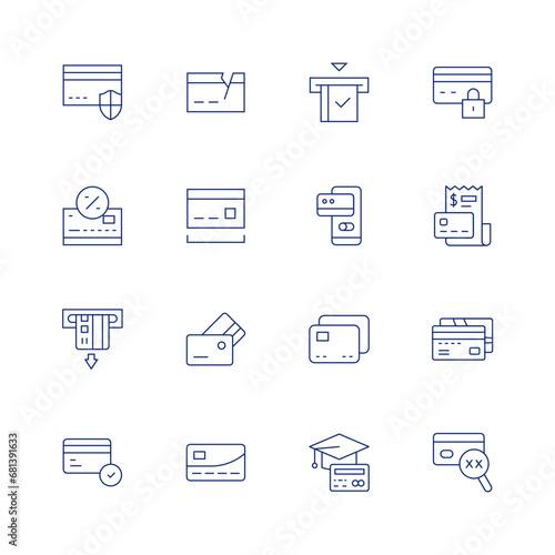 Credit card line icon set on transparent background with editable stroke. Containing education cost, secure payment, bill, credit card, cvv, card.