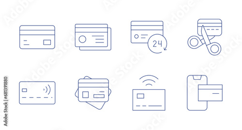 Credit card icons. Editable stroke. Containing credit card, payment, contactless.