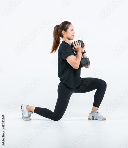 Quadro em tela Portrait isolated cutout full body studio shot strong Asian female fitness athle