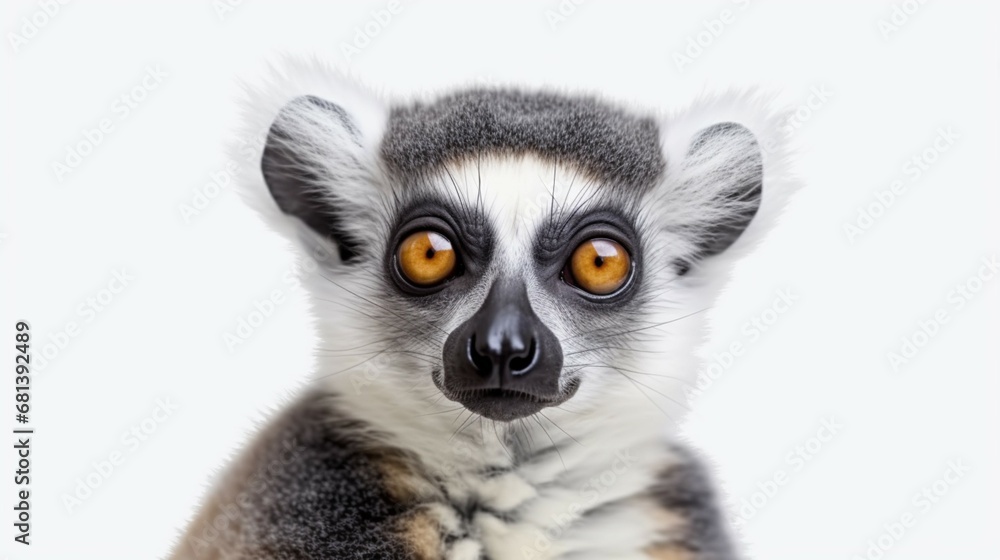 Obraz premium cute animal lemur looks with surprised eyes Ai Generative