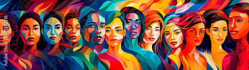 Illustration of women of different ethnicities or races. Diversity Concept