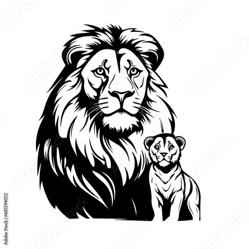 Fototapeta Naklejka Na Ścianę i Meble -  Father Lion And Cub