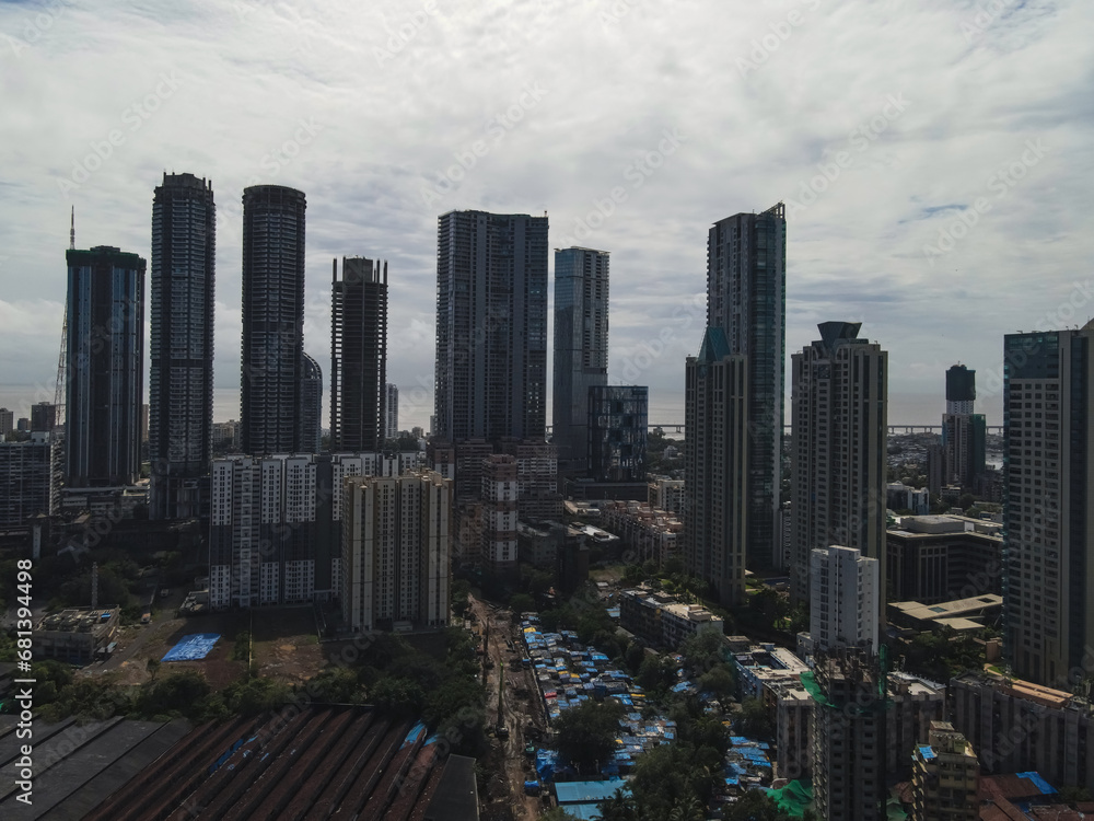 Fototapeta premium Mumbai, financial capital of India High-rise skyscraper skyline. Famous Indian City.