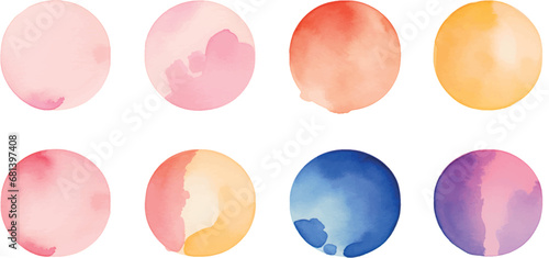 Set of circle watercolor