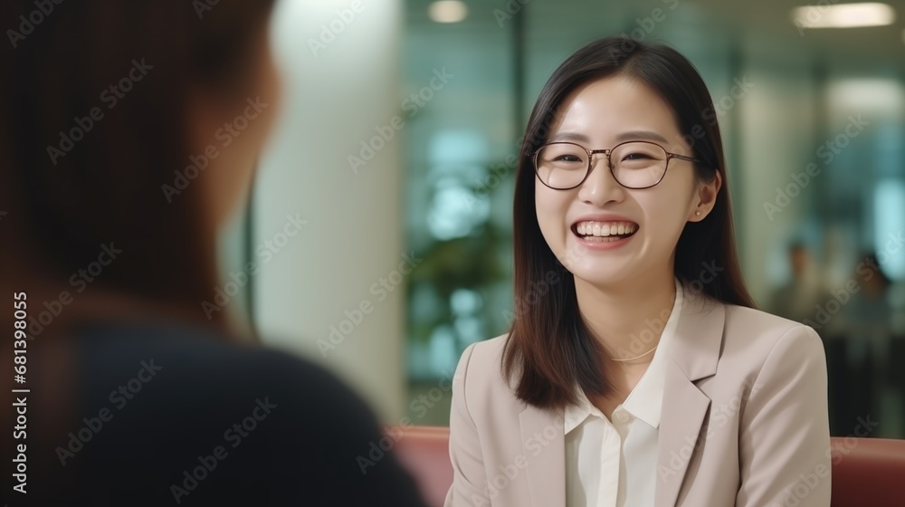 businesswoman talking with customer businesswoman talking with customer