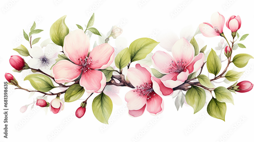 Fototapeta premium Floral art Watercolor on white isolated background