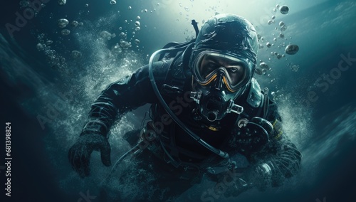 Wallpaper Mural humans explore the depths of the sea while diving. Torontodigital.ca