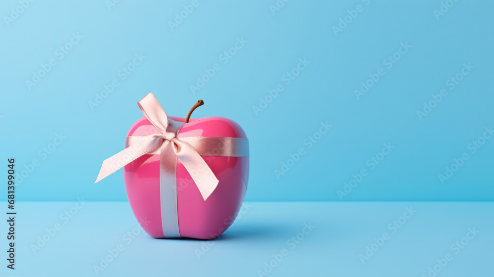 Beautiful pink apple in the box