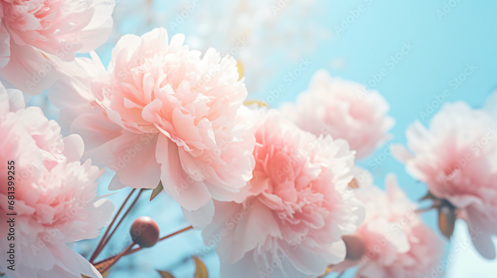 Beautiful pink large flowers peonies