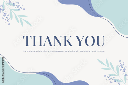Abstract hand drawn organic shape with editable text wedding thank you card template. Vector illustration