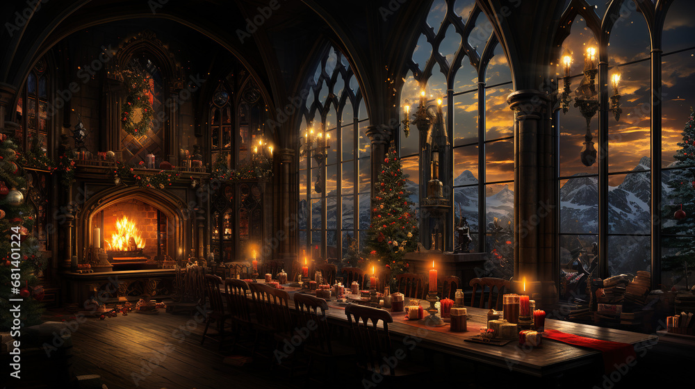 A cozy, festive Christmas scene A cozy, festive Christmas scene