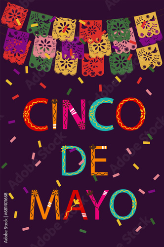 Cinco de Mayo, federal holiday in Mexico. Fiesta banner and poster design with flags, flowers, decorations. mexican independence celebration. Vector illustration. anniversary of Mexico's victory.
