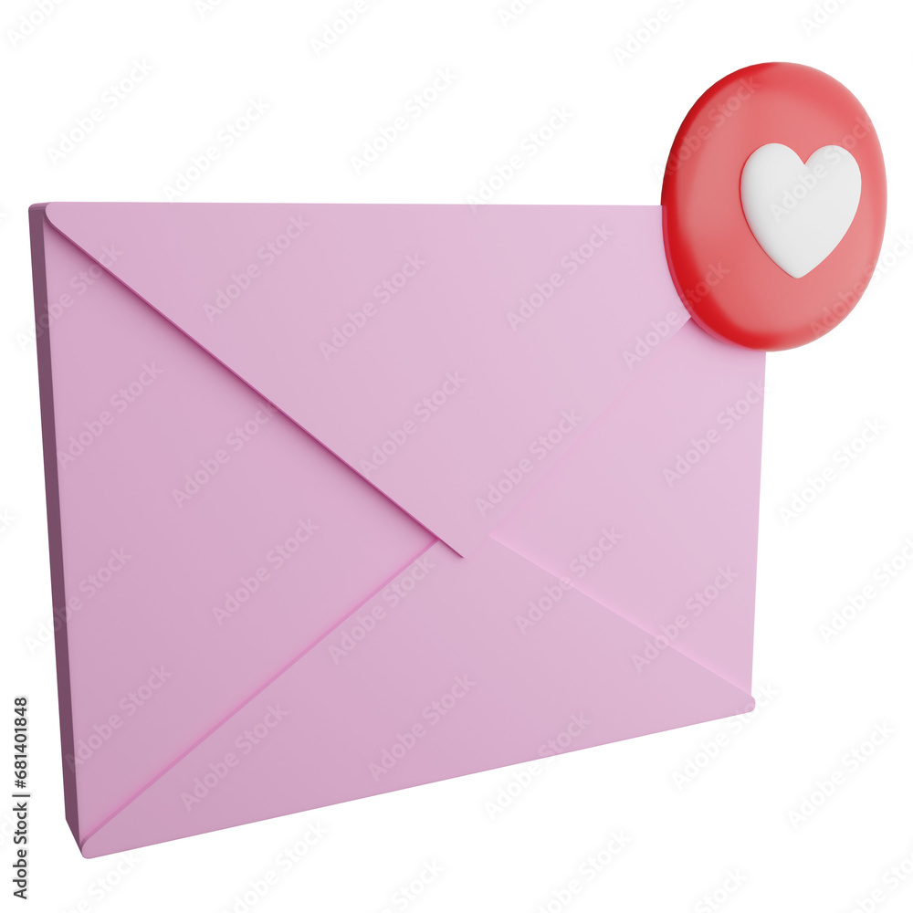 Love letter clipart flat design icon isolated on transparent background, 3D render Valentine concept Love letter clipart flat design icon isolated on transparent background, 3D render Valentine concept