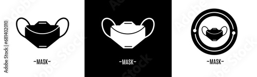 Mask logo set. Collection of black and white logos for business and stock.