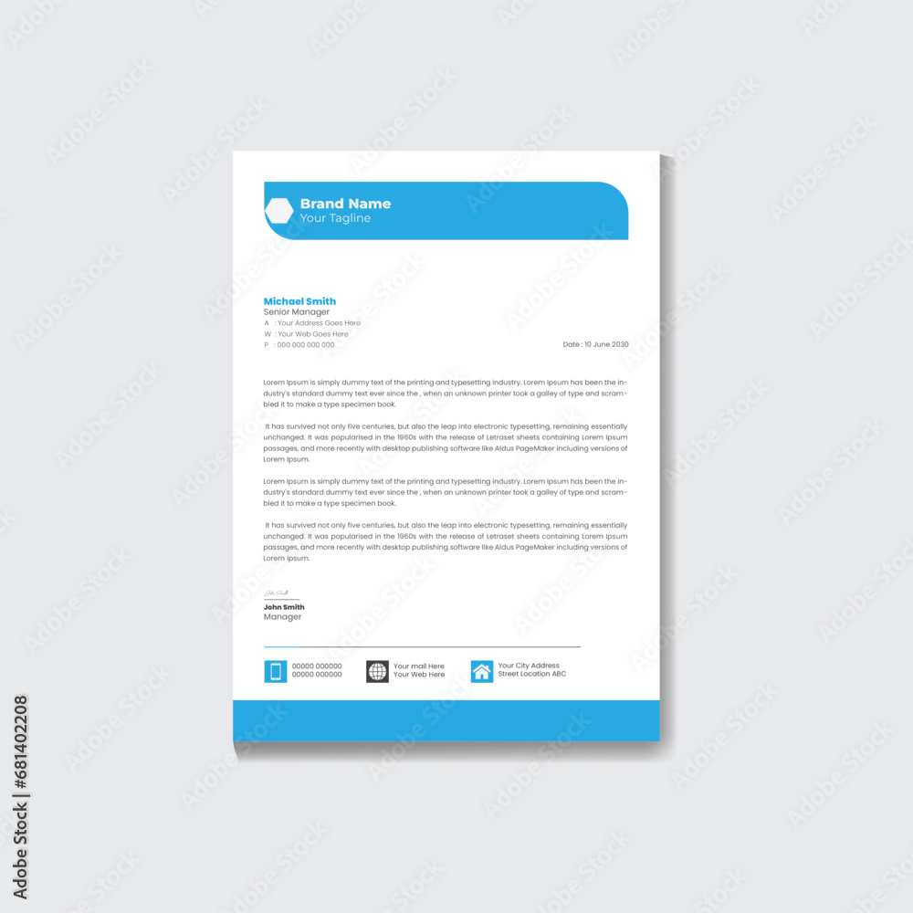 Modern business and corporate letterhead template Modern business and corporate letterhead template