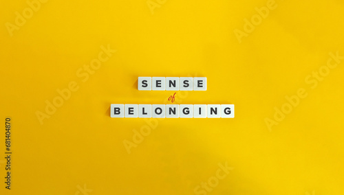 Sense of Belonging, Need to Belong Banner. Letter Tiles on Yellow Background. Minimal Aesthetic.