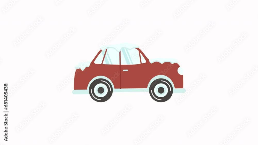 Red Car Element Winter Animation Red Car Element Winter Animation