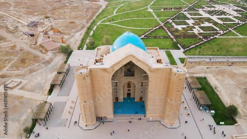 Aerial view of Mausoleum in Turkestan photo