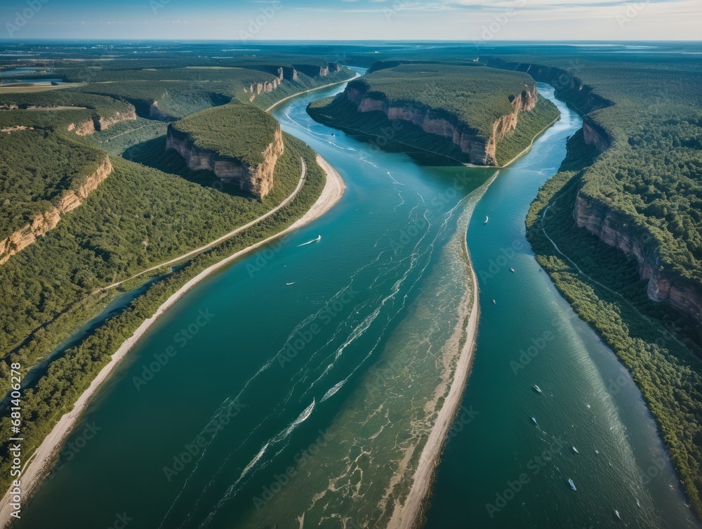 aerial view of the river