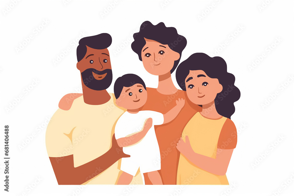 warm hugs between kids, parents and little friends. Happy child embracing mother, father and other diverse children with love. Colored flat vector illustration isolated on white warm hugs between kids, parents and little friends. Happy child embracing mother, father and other diverse children with love. Colored flat vector illustration isolated on white