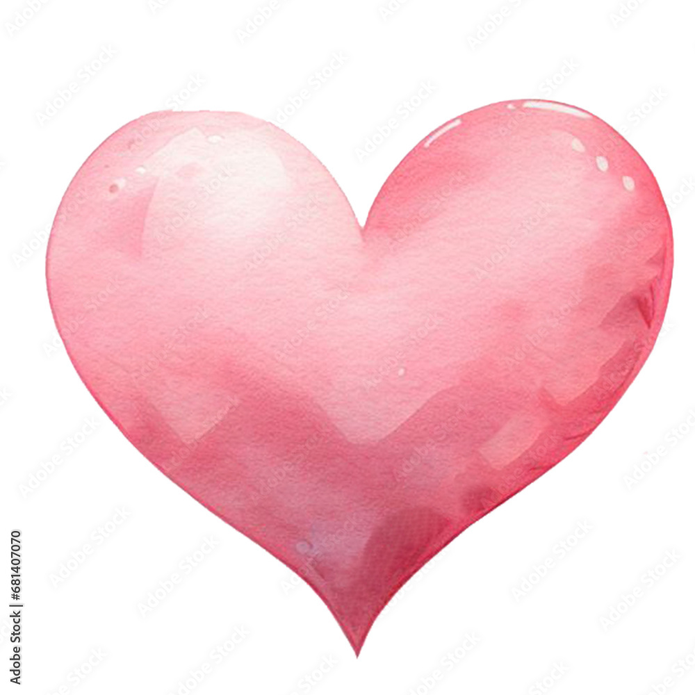 cute heart shape watercolor clip art, heart symbol of love during in love or on valentine day isolated on a white background