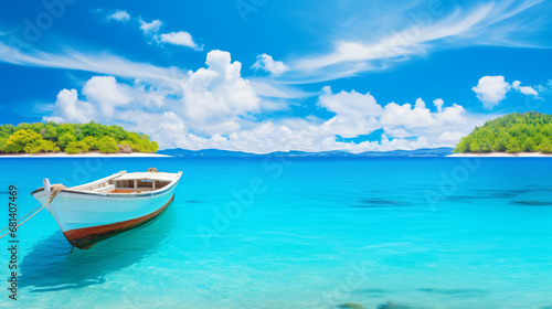 Boat in turquoise ocean © Crafter