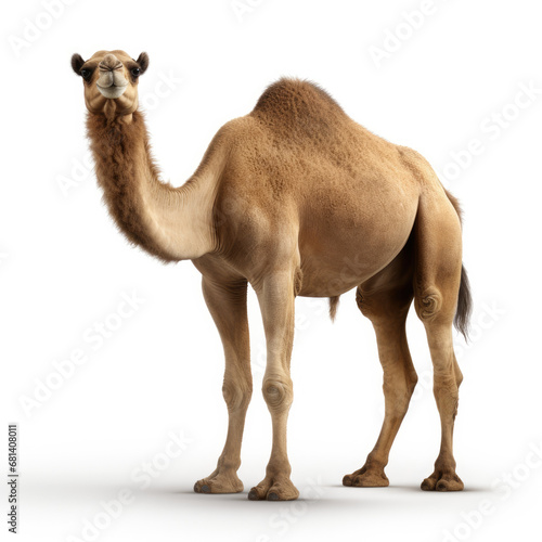 A Camel full shape realistic photo on white background