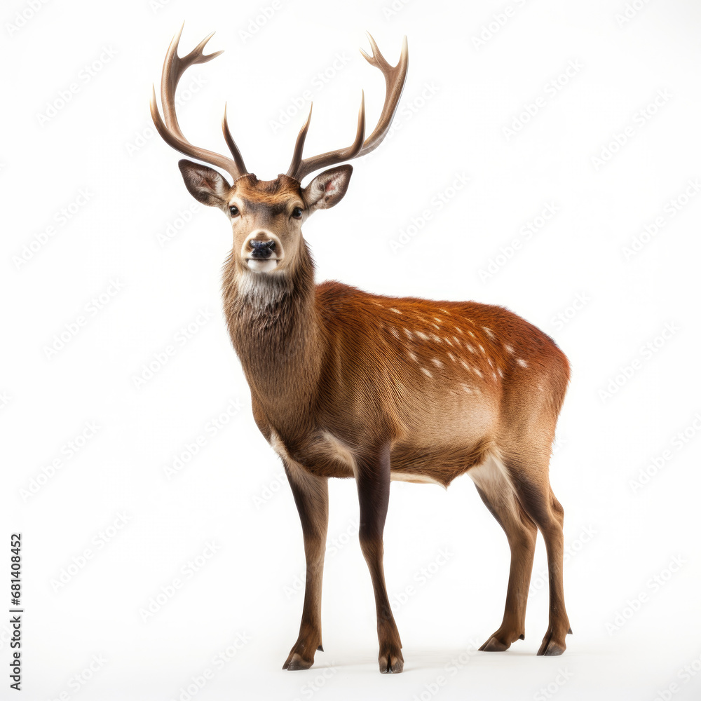 A Deer full shape realistic photo on white background A Deer full shape realistic photo on white background