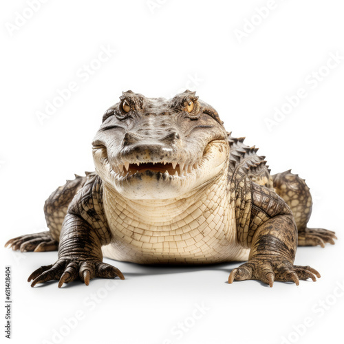 A Crocodile full shape realistic photo on white background