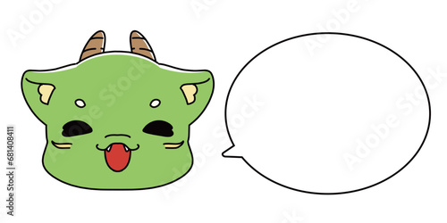 笑顔の龍の顔と吹き出しのイラスト素材