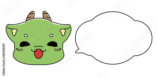 笑顔の龍の顔と吹き出しのイラスト素材
