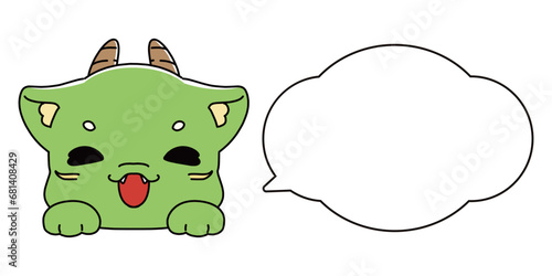 笑顔の龍の顔と吹き出しのイラスト素材