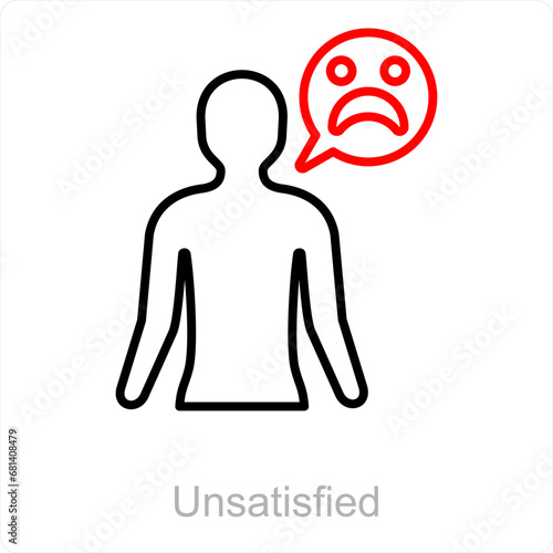 Unsatisfied and disappointed icon concept