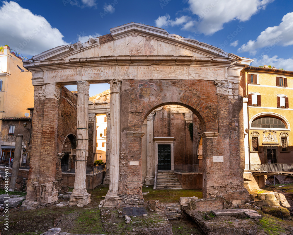 Rome, Italy, 8 november 2023 - The Portico of Octavia (Portico d'Ottavia) in Rome