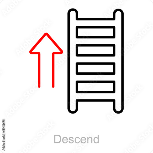 Descend  and way icon concept