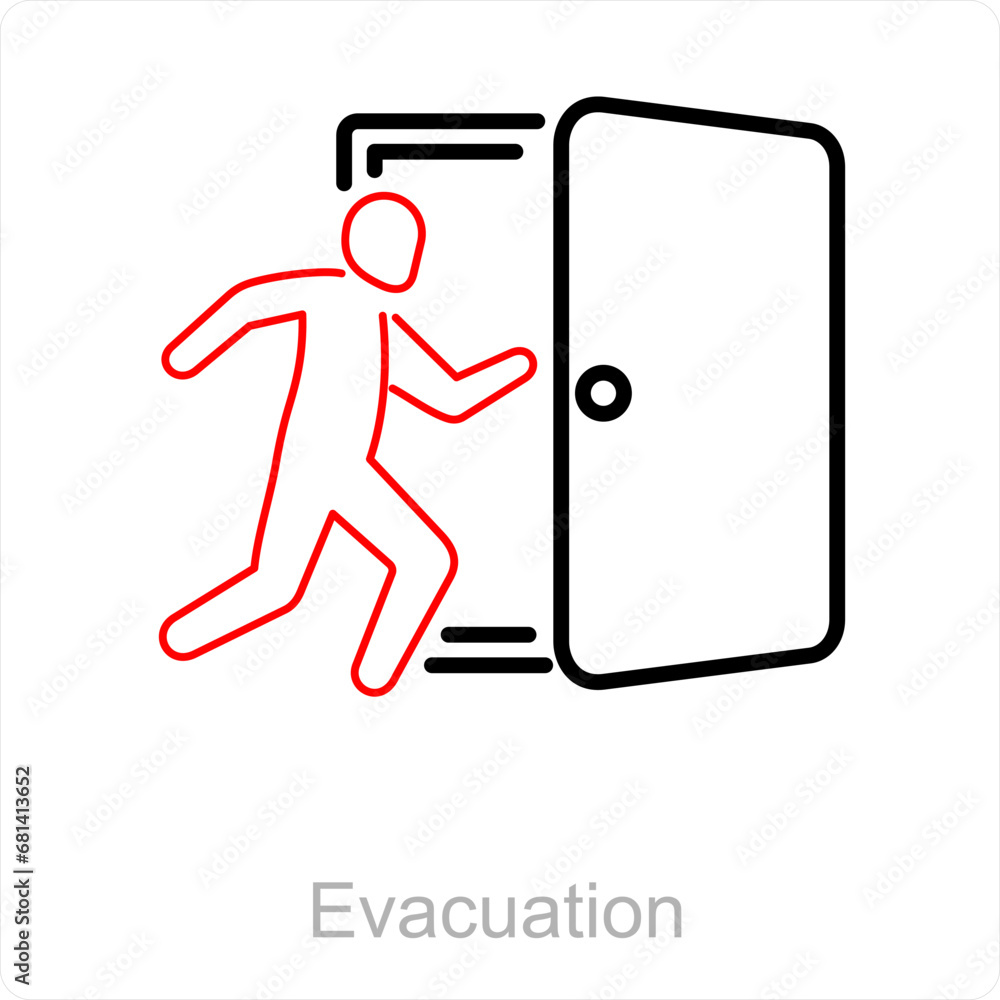 Evacuation and door icon concept Evacuation and door icon concept