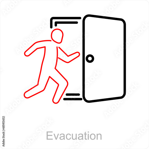 Evacuation and door icon concept