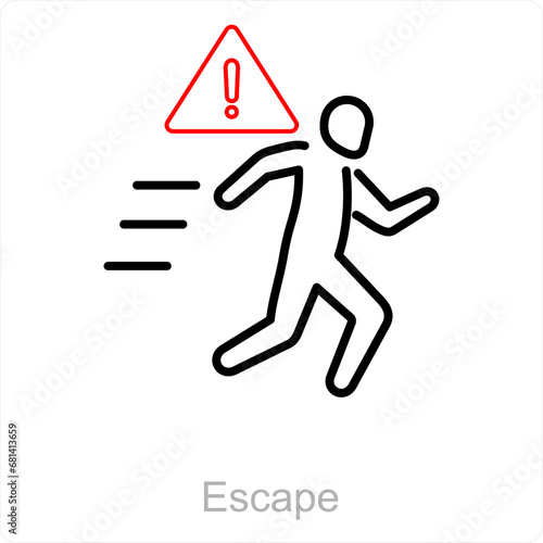 Escape and survive icon concept