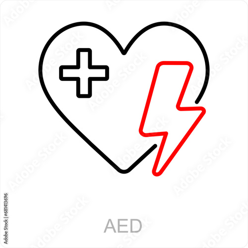 AED and trade icon concept