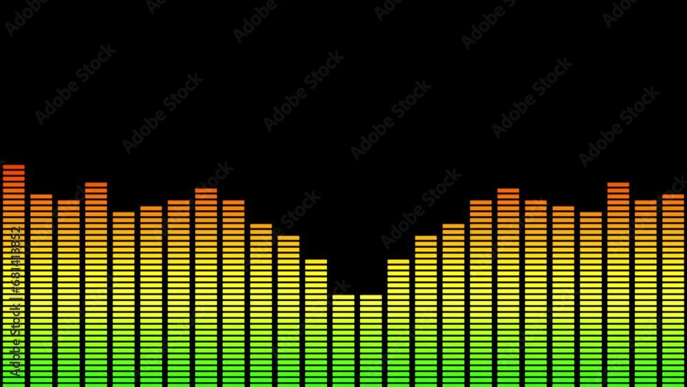 Multicolour audio equalizer bar, black background
