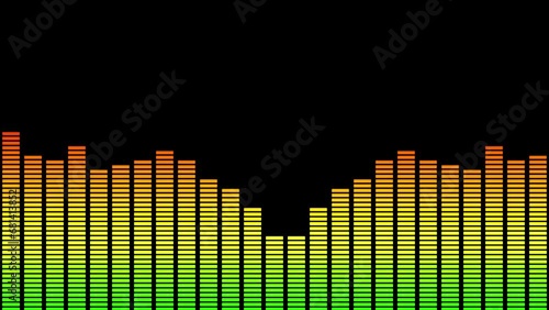 Multicolour audio equalizer bar, black background